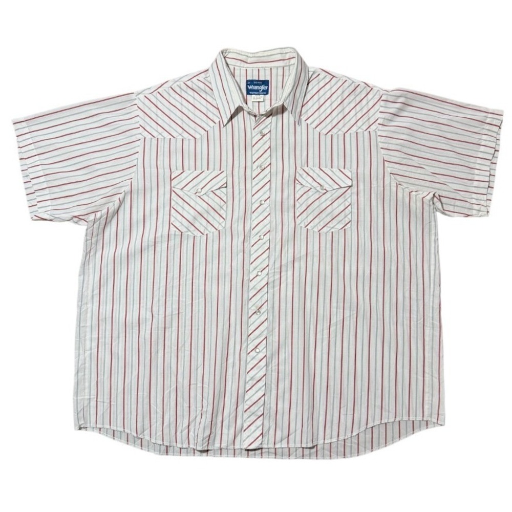 Vintage 90s Wrangler Pearl Snap Big Man Western Striped Cowboy Button Up Shirt